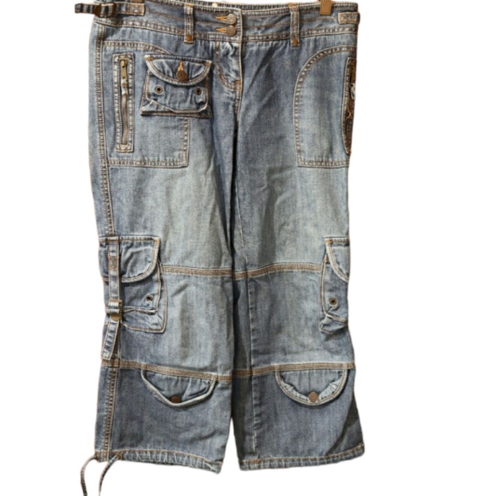 The Limited Y2K 2005 Cargo Pocket Zip Detail Capri Denim Pants Size 0